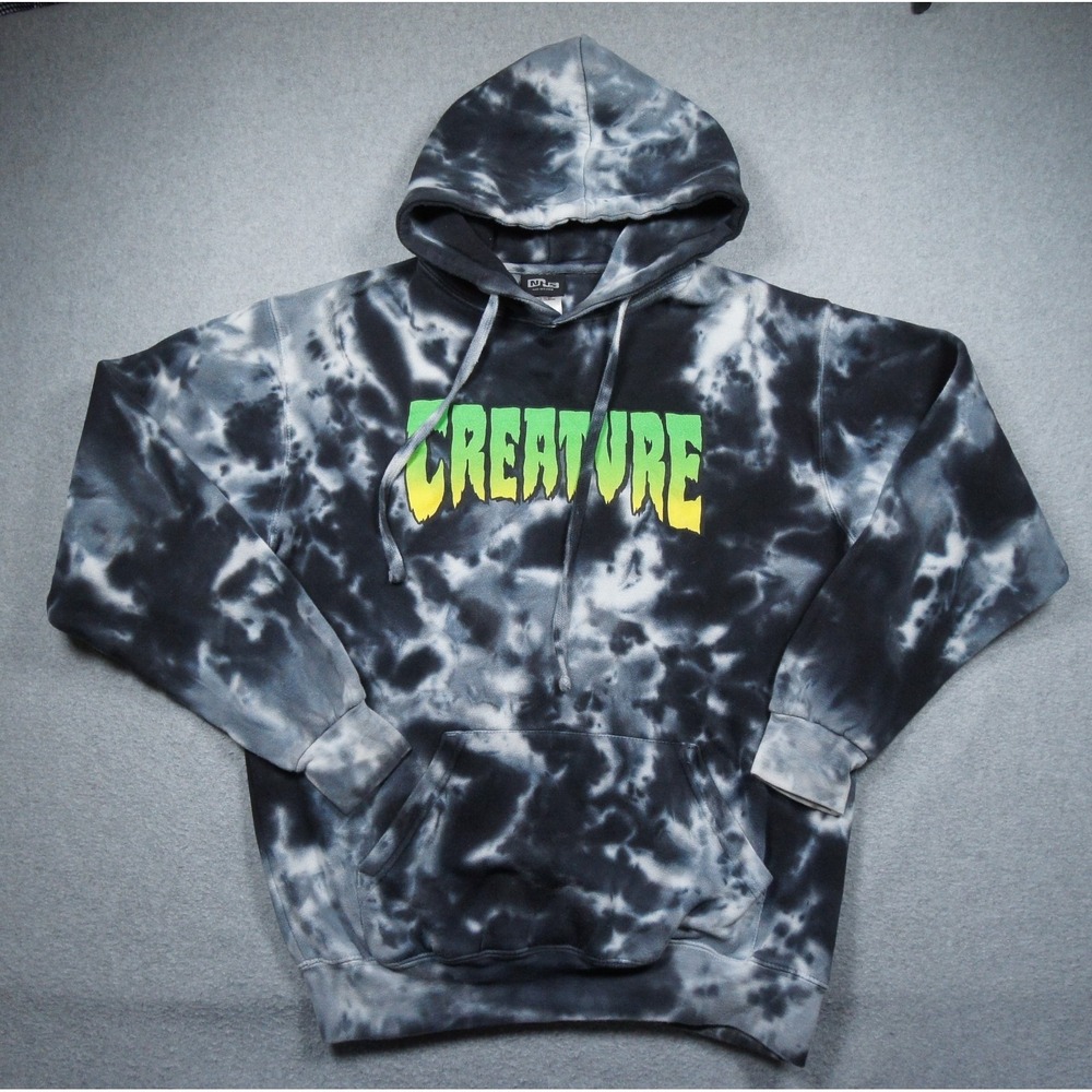 Creature Skateboards Sweatshirt Mens Medium Hoodie NHS Tag Tie Dye Pullover